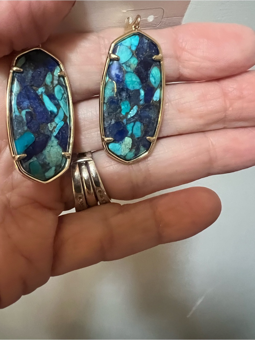 Kendra Scott Elle earring in bronze veined lapis and turquoise